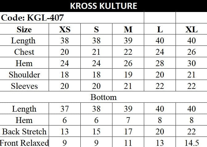 Kross Kulture  Fabric: Cross slub Matching Separates KGL-407 (Two Piece)