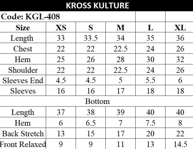 Kross Kulture  Fabric: Cross slub Matching Separates KGL-408 (Two Piece)